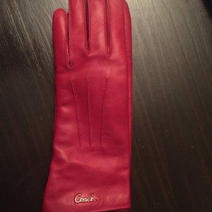 Coach leather red gloves